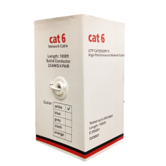 Cat6 ETL 23 AWG / 4P UTP, All Copper Cable in Pull Box - 1,000 Ft White